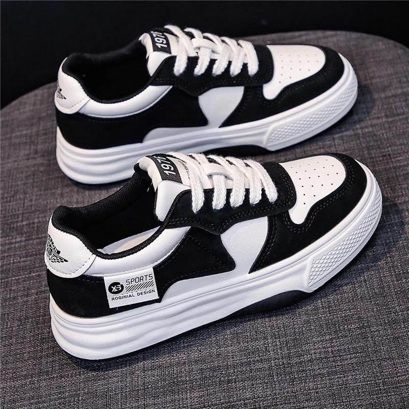 Board Schuhe Damen Frühling und Herbst flache Plattform 2025 Sommer neu beliebt vielseitig schwarz Student Freizeit Sport weiße Schuhe
