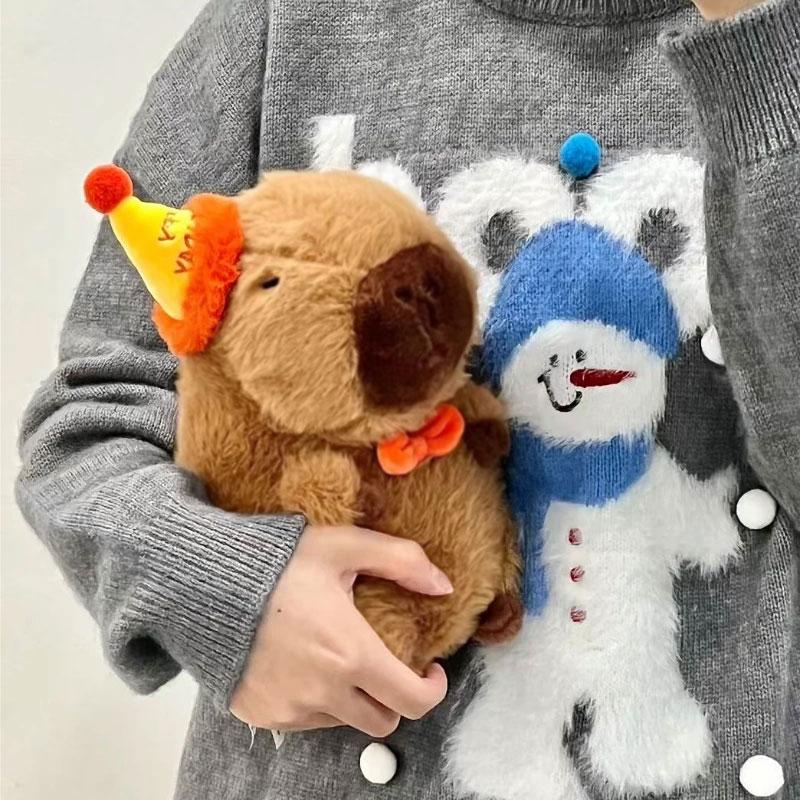 Lovely Capybara Plush Doll Cute Happy Birthday Capibara Anime Fluffty Toy Kawaii Plushie Animal Keychain Gift For Girl Friend
