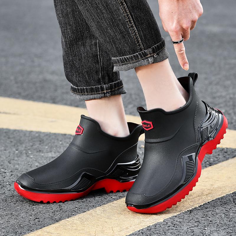 Trendy Men's Waterproof Rubber Rain Boots - Non-slip, Thickened, Sports Style  