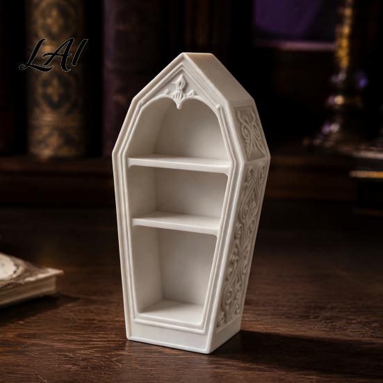 Tiered Display Stand for Crystals Gothic Coffin-Shaped Jewelry Storage Box 3D Printed Mini Casket Ring Halloween Home Decor Accessories Trinket