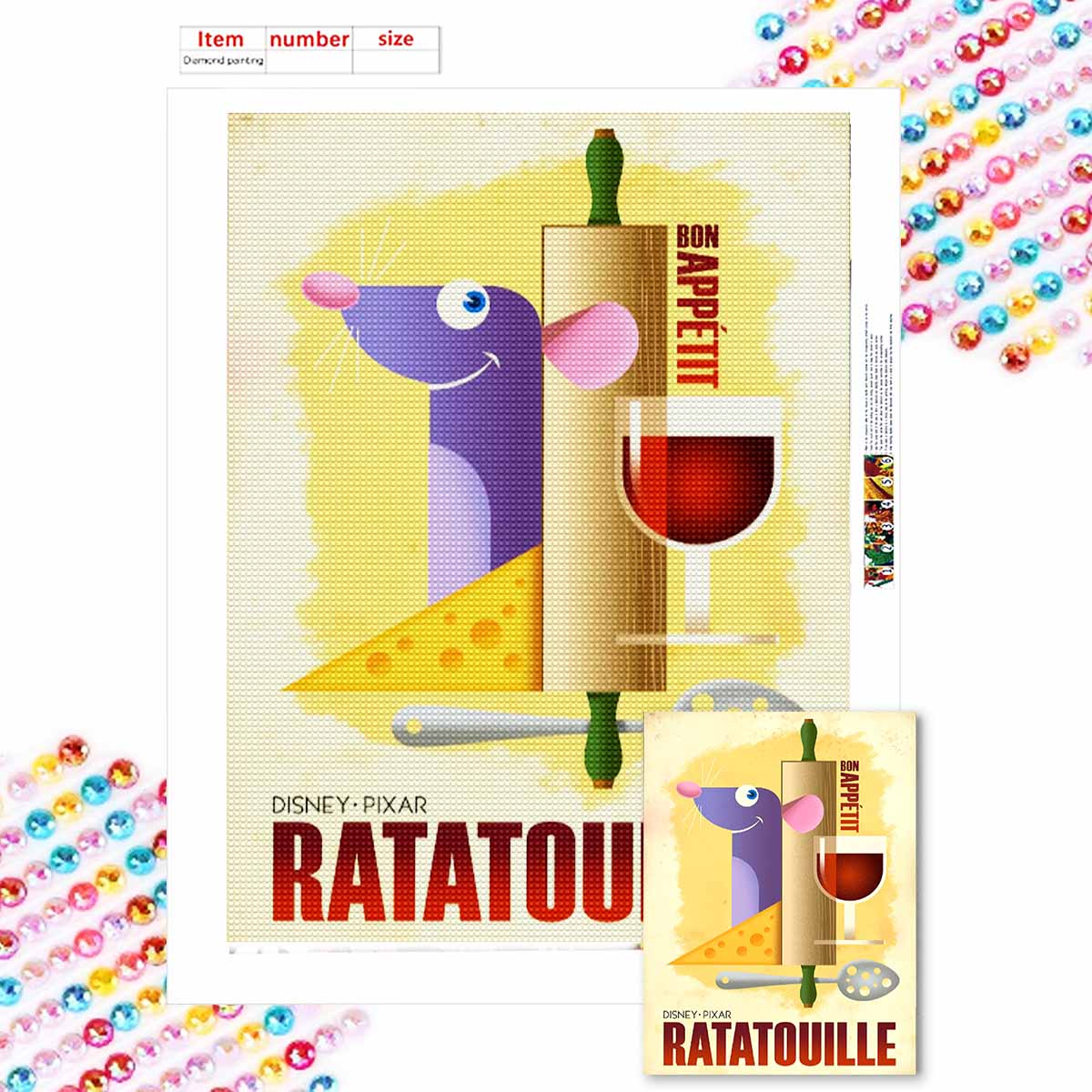 

Полная круглая алмазная живопись Хитрая мышь Искусство Стразы Картина Мозаика DIY 5D Вышивка крестом Домашнее украшение Round 20x30cm