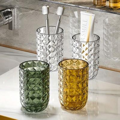 1pc Luxury Rinse Cup, Couple Toothbrush Cup, Plastic Rinse Cup, Home Bathroom Cup, Bathroom Accessories