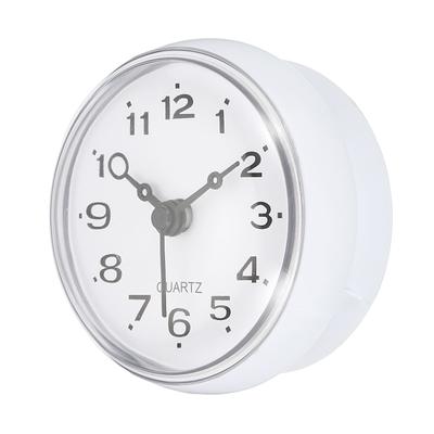Uxcell Waterproof Bathroom Clock Mini Round Wall Clocks with Suction Cup for Kitchen Living Bathroom Room Home Decoration