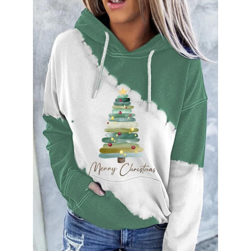 Autumn and Winter New Women's Clothing Christmas 3D Printing Hooded Pullover Long-sleeved Sweater Casual Fashion