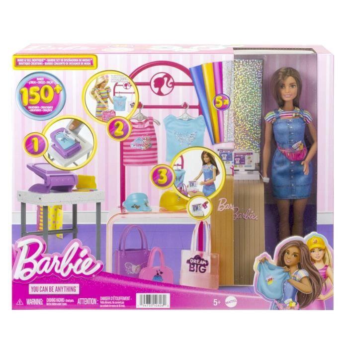 Barbie-Coffret Boutique Créations, avec poupée et accessoires de mode HKT78