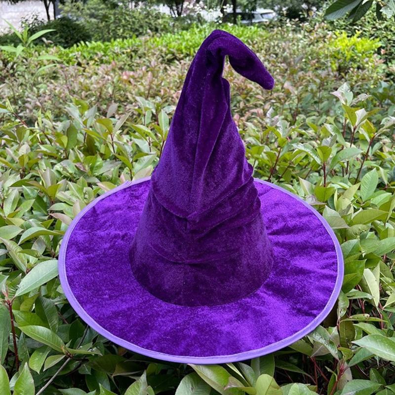 Elegant Witch Hat Soft And Nonwoven Fabric Folded Design Wizard Hat For Halloween Costumes Parties Hats 2pcs
