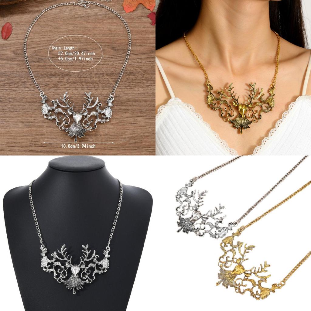 Vintage Christmas Deer Necklace With Zinc Alloy Animal Pendant For Women Holiday Jewelry