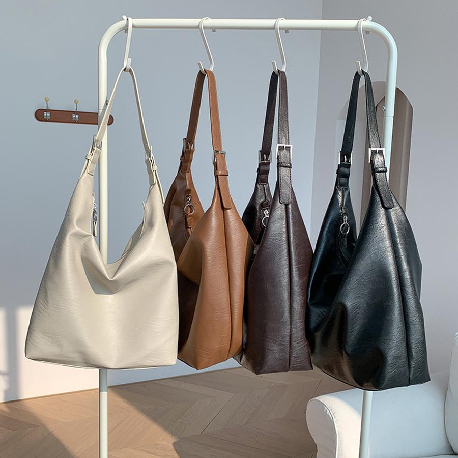 Korean casual soft pu leather commuter Tote bag large capacity niche designer fashi shoulder underarm bag female purse handbag