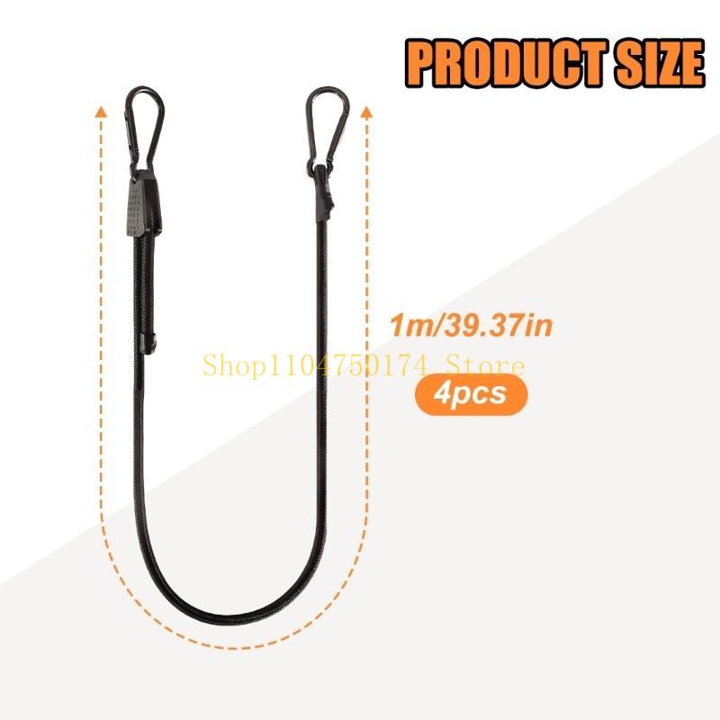 4pcs Not Corrosion Hook Elastic Tie Down Straps Rubber Bungee Cords for Trucks top sale