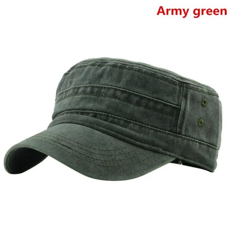 Washed Cotton Patrol Cap Unisex Retro Flat Top Cadet Hat Breathable Adjustable Casual Streetwear Outdoor Sports Sun Hat For Men