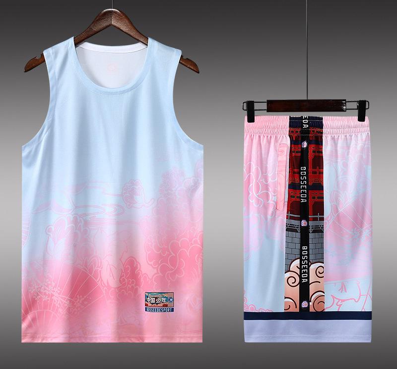 Basketball Suit Men S Printed Summer Game Sports Children S Training Women S Team Uniform Basketball Suit Large Size Gradual Change Tide children 4xs