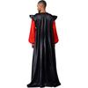 Herren Halloween Themenparty Arabischer Bösewicht Cosplay Kostüm Tiefer V-Ausschnitt Lange Laternenärmel Kontrastfarbe Satin Robe