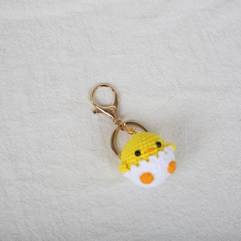 Small Doll Knitted Pendant Handmade Duck Keychain Jewelry Gift Crochet Chick Keyrings  Bag Charm
