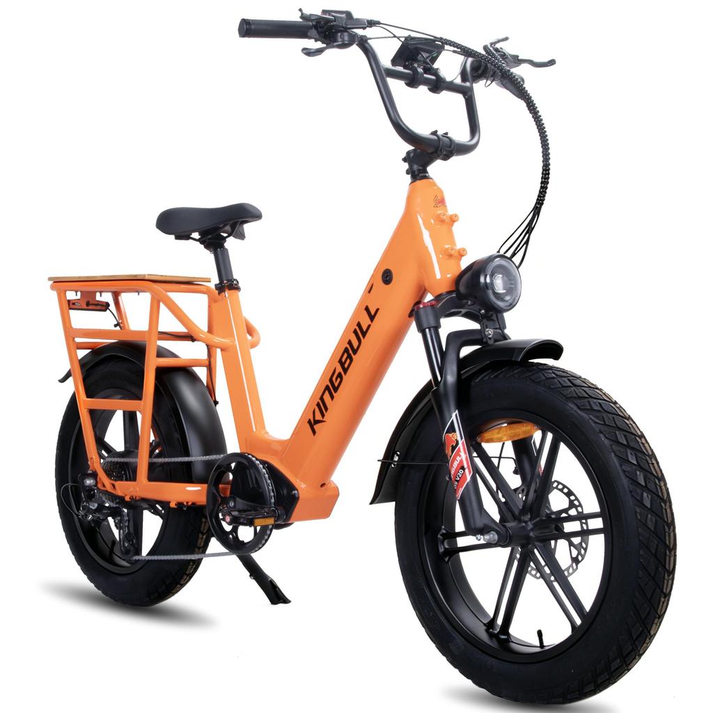 KINGBULL Voyager 2.0 20-Zoll Cargo E-Bike mit einem 48V 15Ah Akku, einem 750W Motor, maximaler Reichweite von bis zu 90 Kilometern.