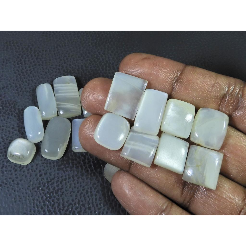 18 Stück Natürlicher Mondstein Achteck Cabochon Lose Edelstein Charge 162 Karat. 11-18MM A-813