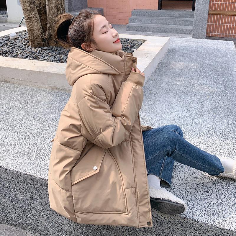 

Зимнее новое свободное стеганое пальто с капюшоном женское, модное, средней длины, стеганая куртка на пуху, стеганая куртка, тренд 2XL suggestion [150-170] catties хаки