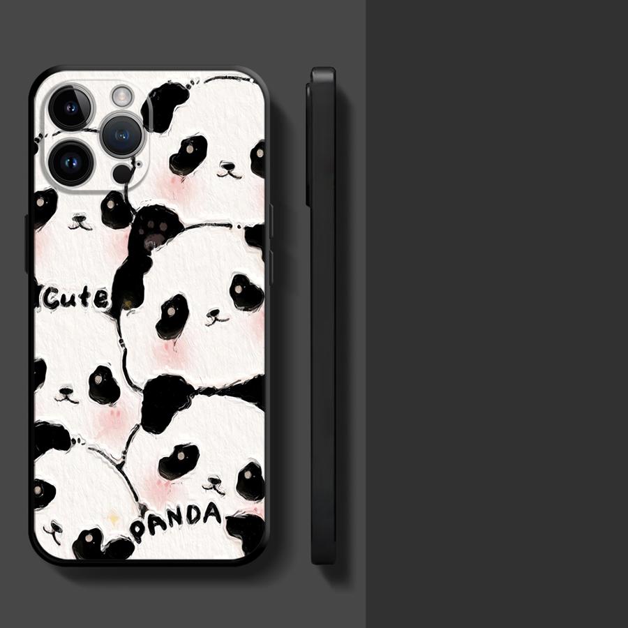 Cartoon Cute Panda Phone Case for Apple iPhone 17 Pro Max 15 Pro 7 8 XR XS MAX 12 16 Air 13 17e 11 14 Funda Phone Cover