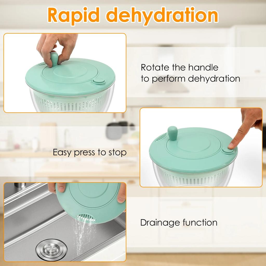 Vegetables Salad Spinner Vegetables Fruit Wash Basket Multifunc Dehydration Basket with Slicer Kitchen Gadget Salad Mixing Bowl
