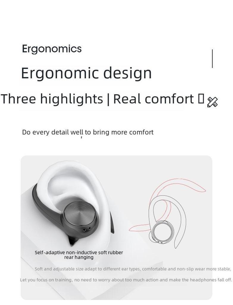 R200tws Sport Bluetooth 5.3 Ohrbügel-Headset mit schweißresistentem Design & LED-Anzeige.