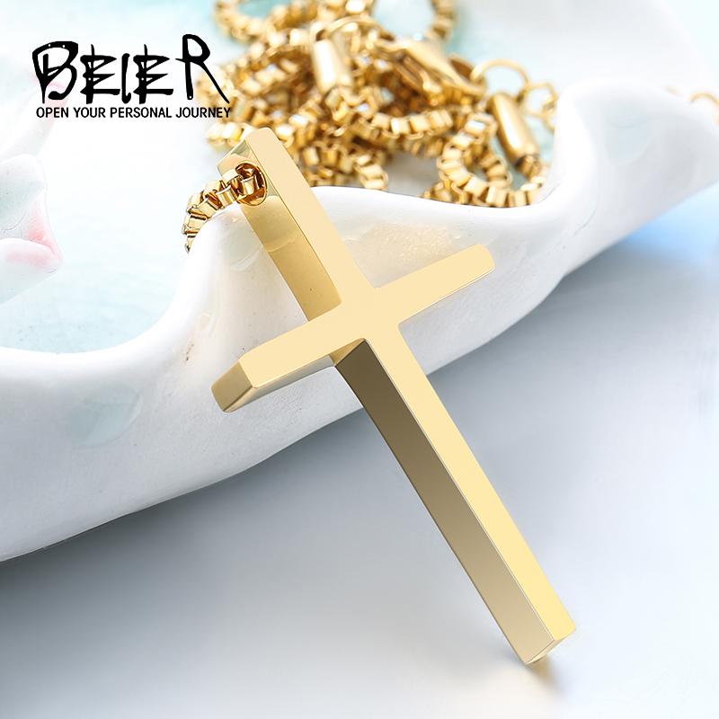 Beier 316L Stainless Steel Men's Cross Pendant Necklace High Quality Chain Fashion Jewelry Gift