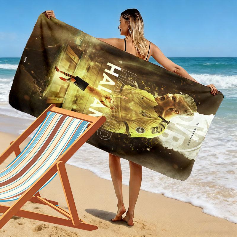 Haaland Power Print Beach Towel, Large Soft Quick Dry Towel for Beach Camping Swimming
