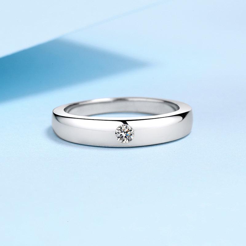 925 Sterling Silver Adjustable Moissanite Unisex Couple Rings with 10 Points and Pt950 Gold Plating