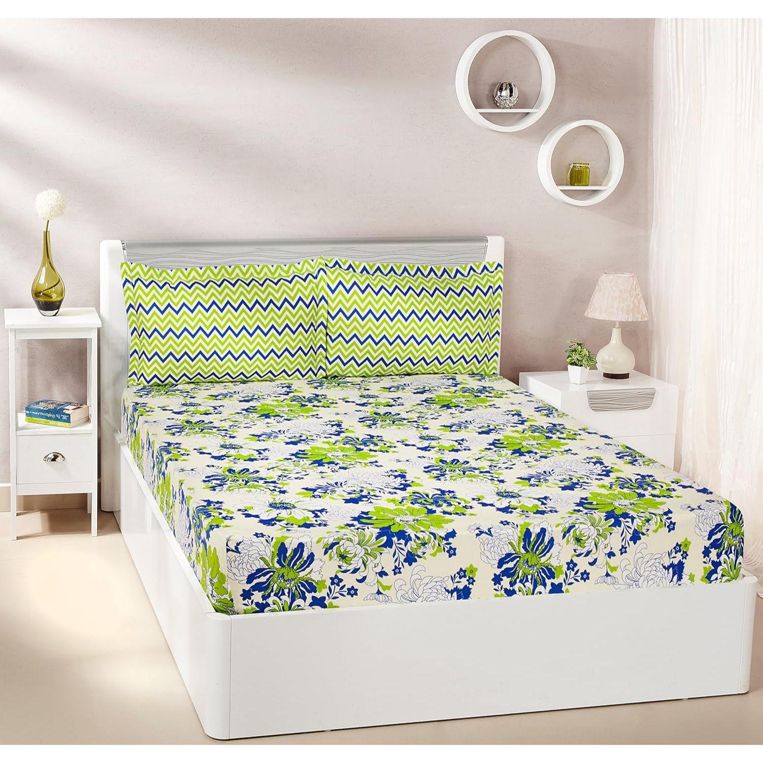 

Floral Breeze 144 ТС 100% Хлопок Двуспальная Простыня с 2 Наволочками, Зеленый , 144 - 200 тс зелёный