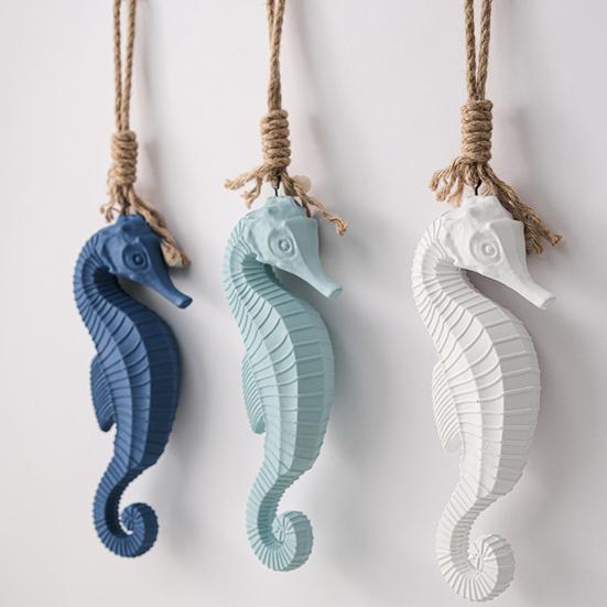 Nautical Wooden Conch Ornament with Hemp Rope Summer Ocean Beach Hanging Decoration for Farmhouse Hawaiian Tropical Party Supplies