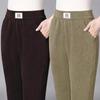 Mom's Fleece-Lined Corduroy High-Waist Trousers - Autumn/Winter Casual Straight Leg for Middle-Aged Women