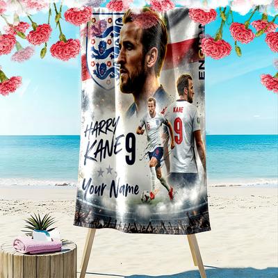 Custom NameFootball Player Poster Beach Towel Soft Microfiber Summer Towel Quick Dry Absorbent Towel for Beach Swimming Pool Travel