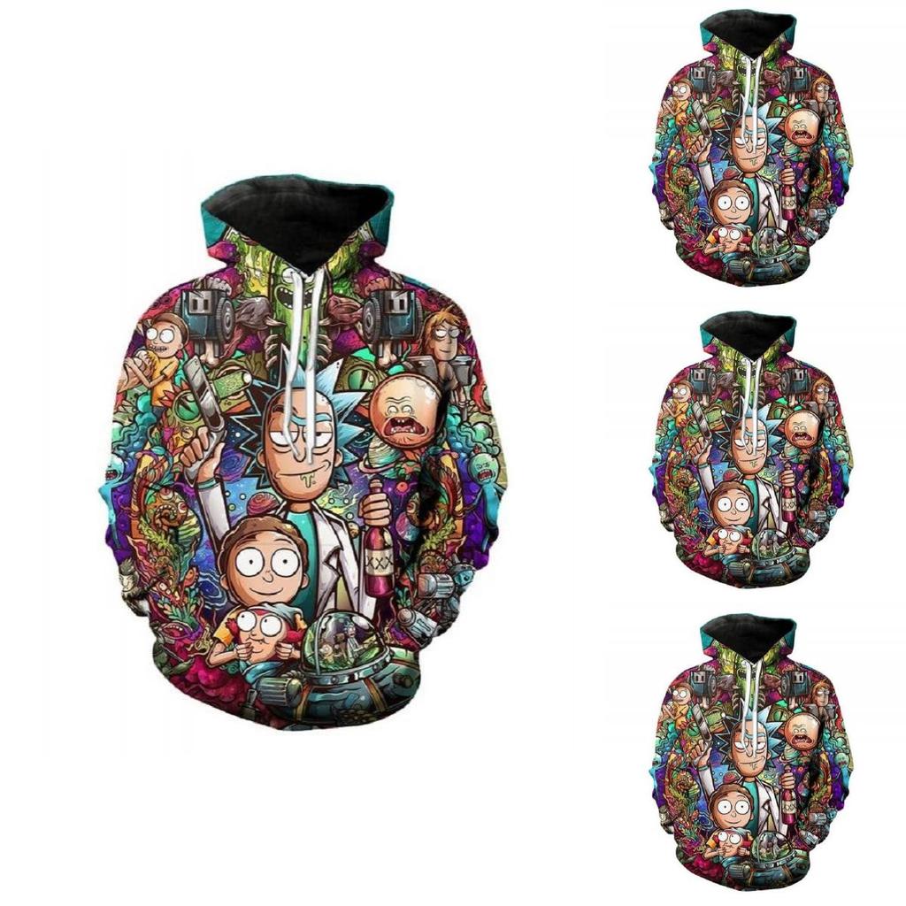 Mode Neu Damen Herren Rick Und Morty 3D Druck Lässig Hoodie Sweatshirt Oberteile