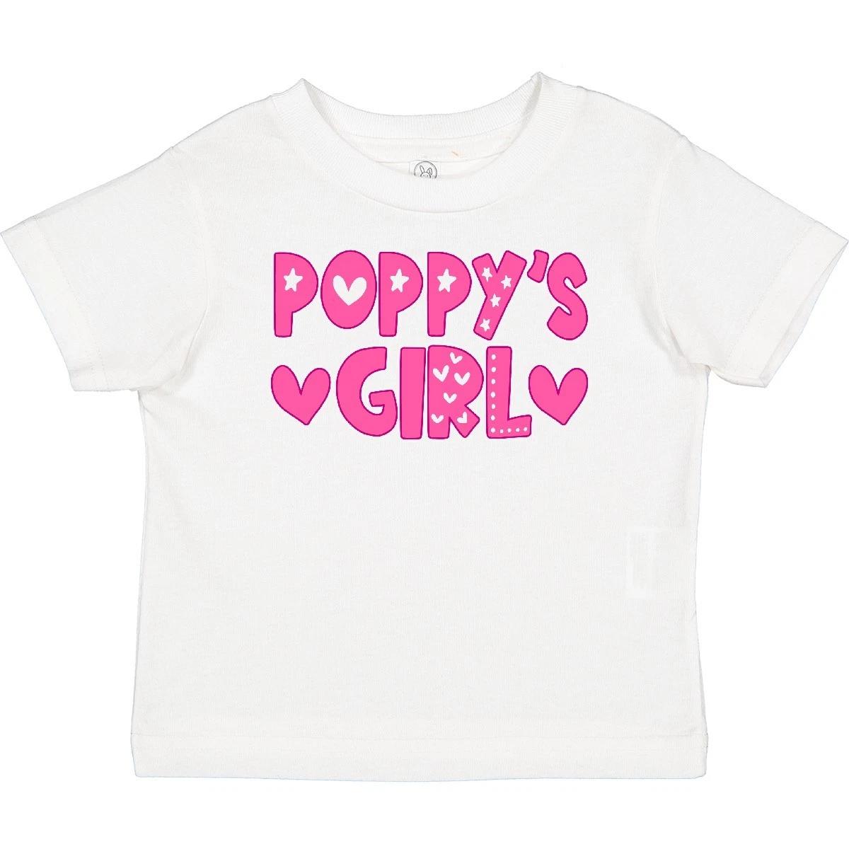 Inktastic Poppy s Girl Pink With Hearts Baby T-Shirt Family Girls Poppy Grandpa 100