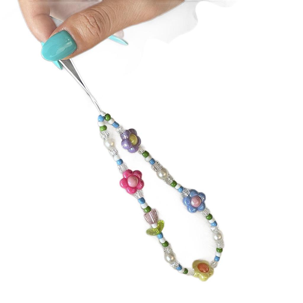 Stylish Floral Pearl Beaded Phone Lanyard for Women – Light Luxury, High-End Feel, Anti-Lost Chain