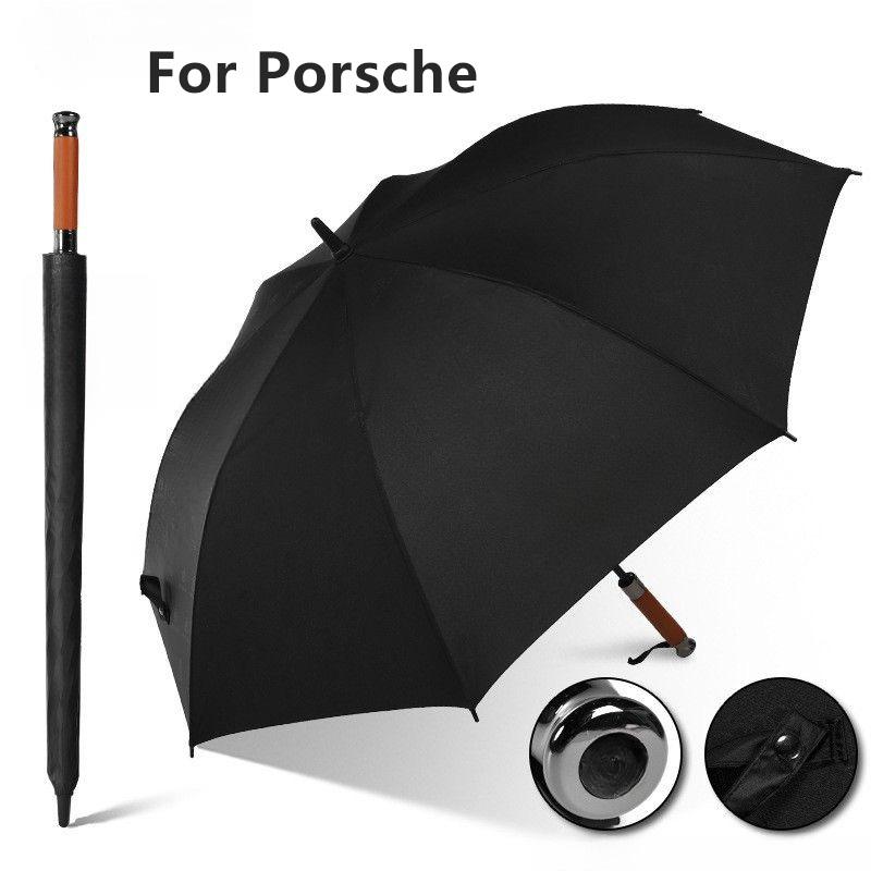 High-end Light Luxury Straight Pole Wooden Handle Umbrella For Mercedes-Benz BMW Bentley Car Logo Golf Business Gift Umbrella