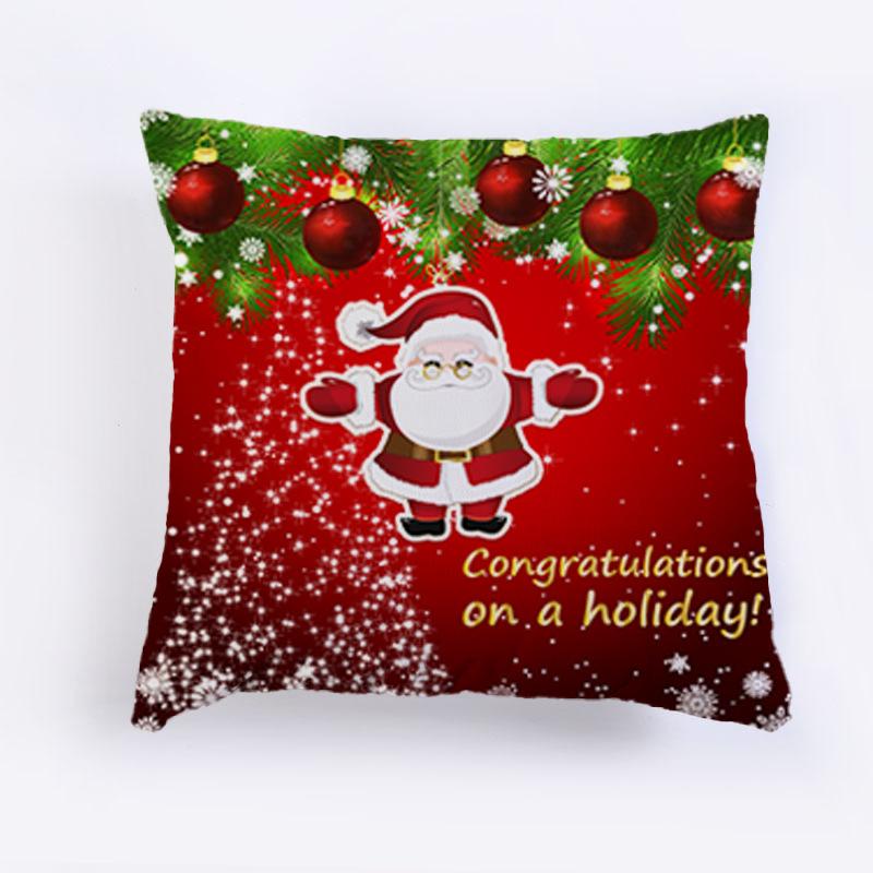 Christmas Throw Pillow Cover Festive Santa Claus Pillow Cover Sofa Cushion Cover