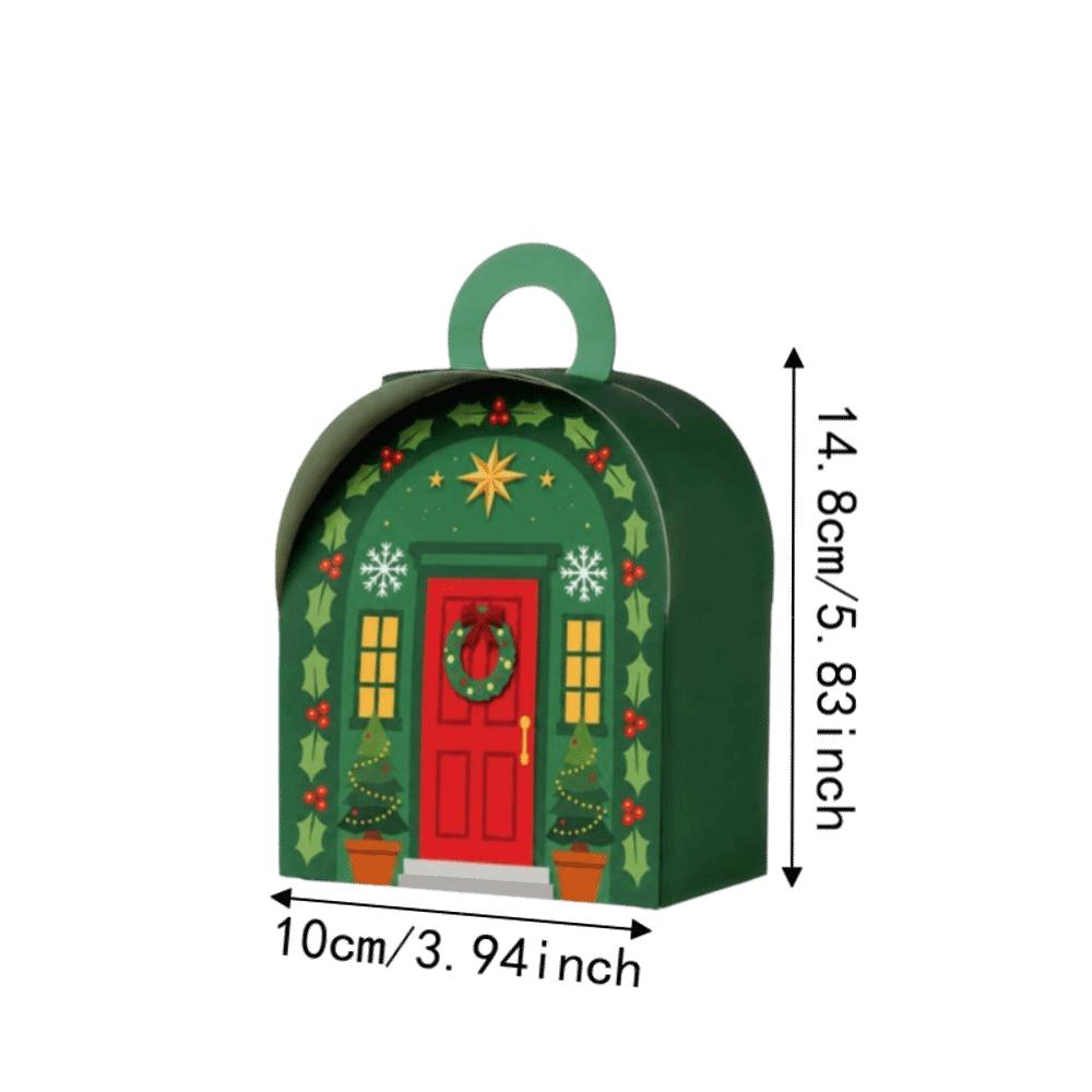 12pcs Handheld Christmas House Shaped Gift Box 4 Colors Handheld Gift Box  Party Favor