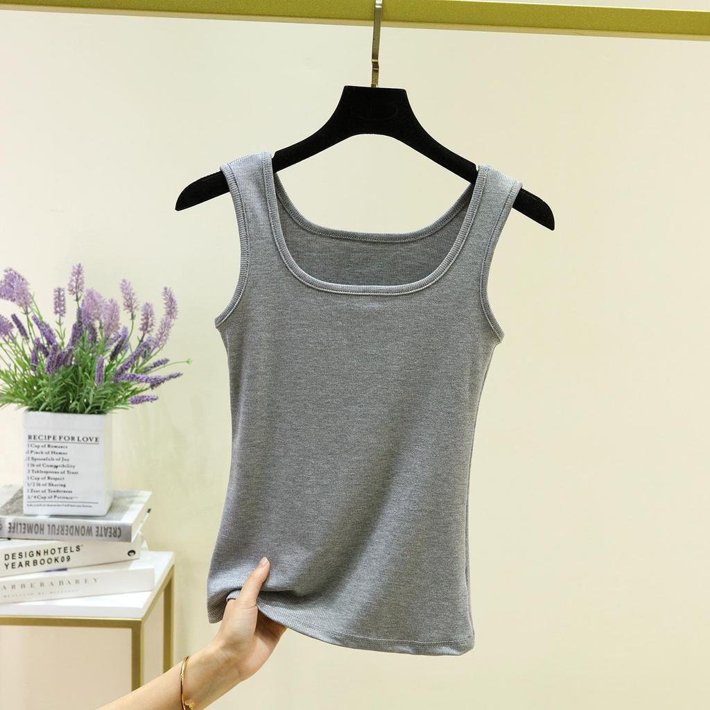 Women's Modal Ribbed Square Neck Sleeveless Slim-Fit Camisole - Versatile Base Layer Shirt for Summer.