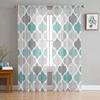 Golden Yellow Blue Geometric Moroccan Retro Transparent Curtains Perfect for Living Room Decoration Window Panel Curtain Kitchen Tulle Sheer Fabric