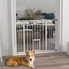 Pressure Fit Stair Dog Gate W/ Small Cat Door, Automatic Closing Door, Double Locking, for 74-100cm Openings - White