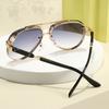 Retro large frame metal mesh ladies fashion sunglasses for outdoor travel vacation stylish and elegant