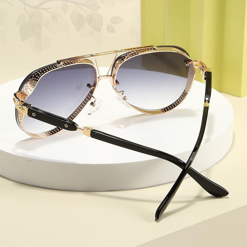 Retro large frame metal mesh ladies fashion sunglasses for outdoor travel vacation stylish and elegant