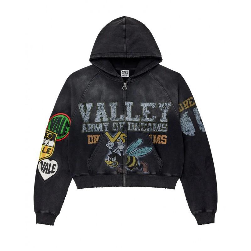 Unisex Hooded Zip-Up Sweatshirt With Camo Print Loose Fit Streetwear Teens Adults