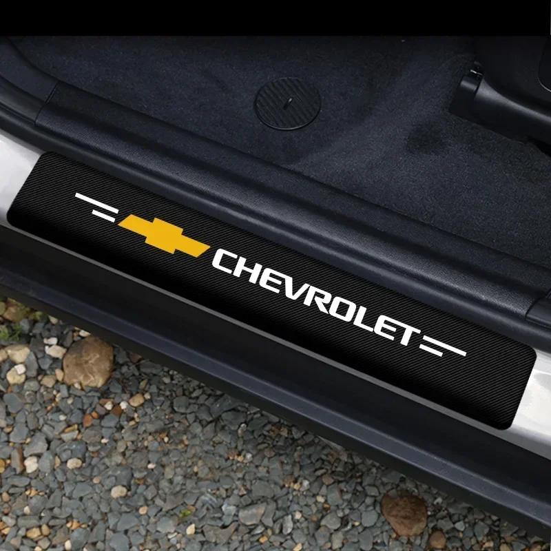 4PCS Car Door Threshold Carbon Fiber Scuff Plate Sticker For Chevrolet Cruze Silverado Spark Captiva Onix Regal Excelle GL8 2021