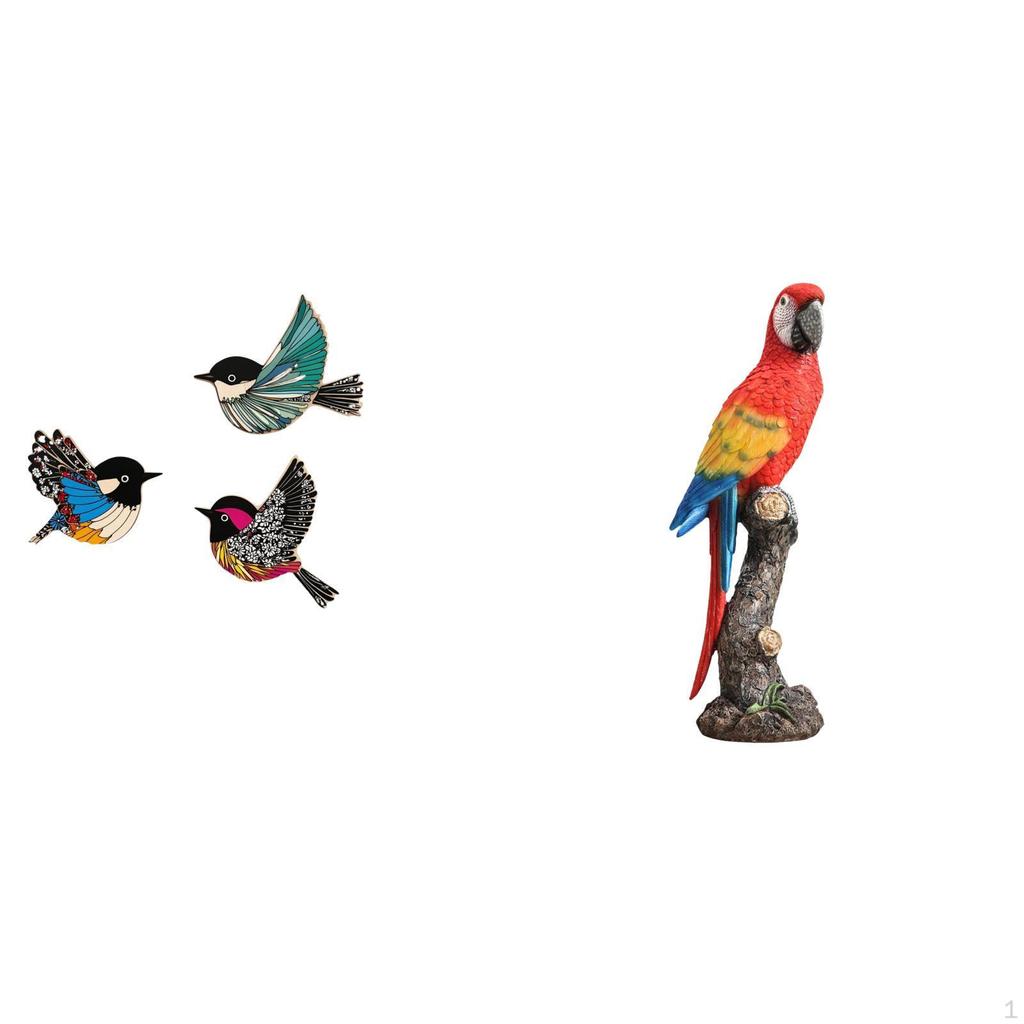 Wooden Bird Wall Art Parrot Statue Creative Crafts for Garden Study Room Farmhouse Bedroom Porch