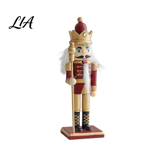 Collectible Nutcracker Doll Wooden Soldier Figurine, Handcrafted Solid Wood Christmas Tabletop Ornament Fairy Tale Figurine for Holiday Desk