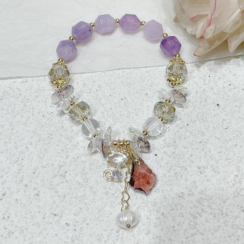 

Женский браслет с подвеской Lucky Cat ярких цветов с бриллиантами и кристаллами фиолетовый