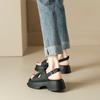 Thick-soled Word with Roman Sandals Women's Summer Casual Versatile Soft-soled Open-toed Thick Heel Black Outerwear Muffin Shoes