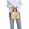 Cute Bear Coffee Dessert Pattern Insulated Lunch Bag for Women Kids Portable Food Boxes Thermal Lunch Box Tote
