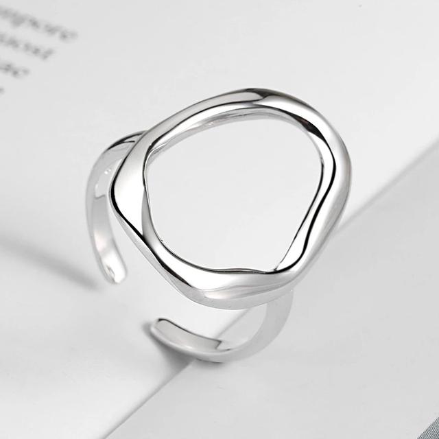 

Foxanry Hot Sale Silver Color Party Ring for Women Couple Creative Irregular Simple anillos Jewelry Size 17.3mm Adjustale resizable