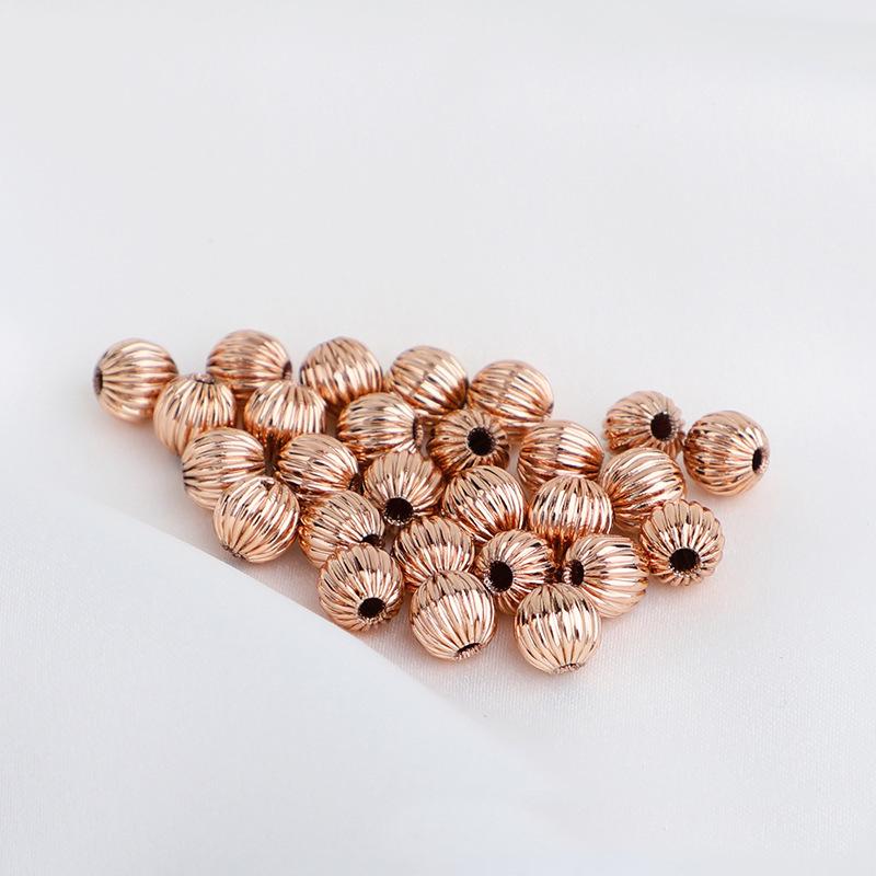 18K Gold-Filled Lantern Pumpkin Beads: Hollow Watermelon Pattern, Round DIY Jewelry Spacers